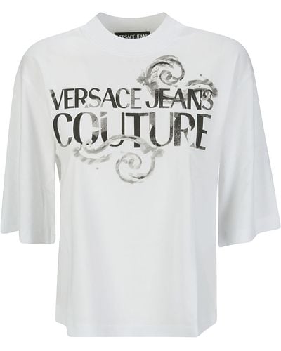 Versace 76dp604 R Logo Watercolor T-shirt - Gray