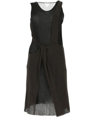 Bottega Veneta Two-tone Cotton Blend Dress Nd - Black