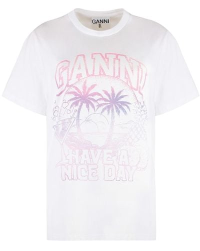 Ganni Cotton Crew-Neck T-Shirt - White