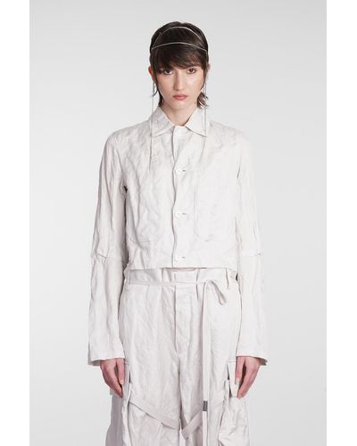 Ann Demeulemeester Casual Jacket In Beige Cotton - White