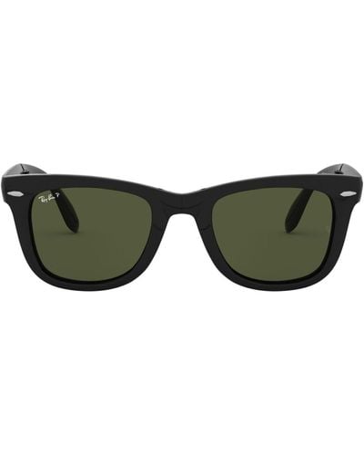 Ray-Ban Rb4105 Folding Wayfarer Polarized Square Sunglasses - Green