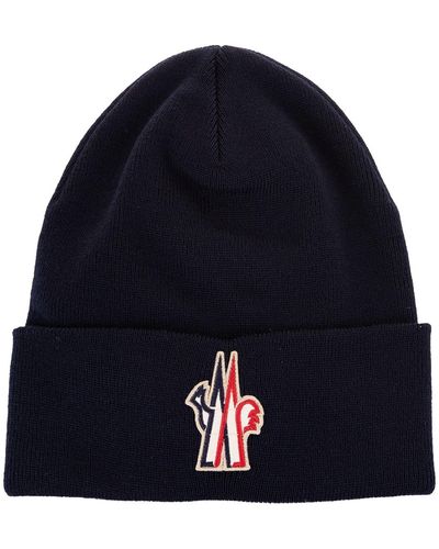 3 MONCLER GRENOBLE Navy Pure Wool Hat - Blue