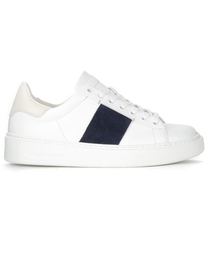 Woolrich Trainer In White And Indigo Leather