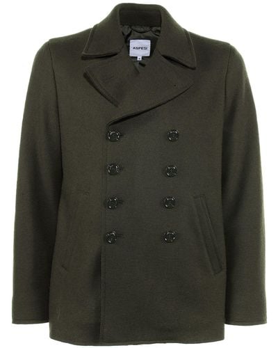 Aspesi Double-Breasted Coat With Buttons - Green