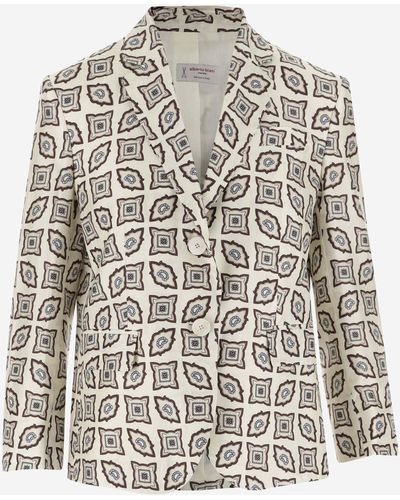 Alberto Biani Single-Breasted Silk Jacket With Geometric Pattern - White