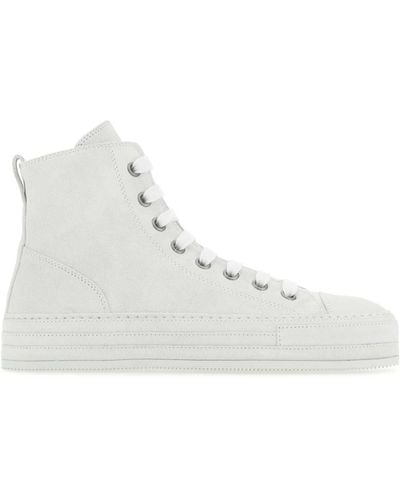 Ann Demeulemeester Chalk Suede Sneakers - White