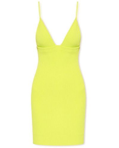 DSquared² V-Neck Ribbed Slip Dress - Yellow