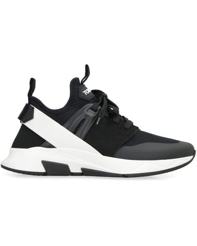 Tom Ford Jago Logo-patch Leather And Shell Low-top Sneakers - Black