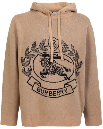 Burberry Oversize Hoodie Decorated With Equestrian Rider€tms Mark And Jacquard Oak Leaf Emblem By - Brown