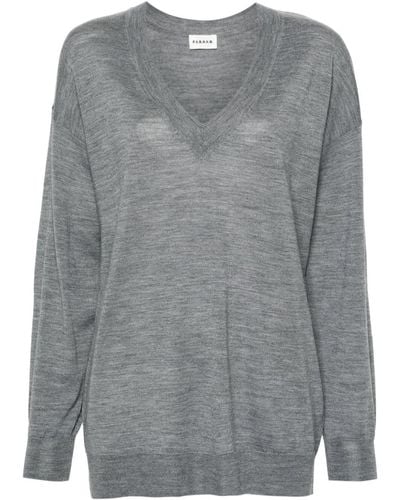 P.A.R.O.S.H. Oversized V Neck Sweater - Gray