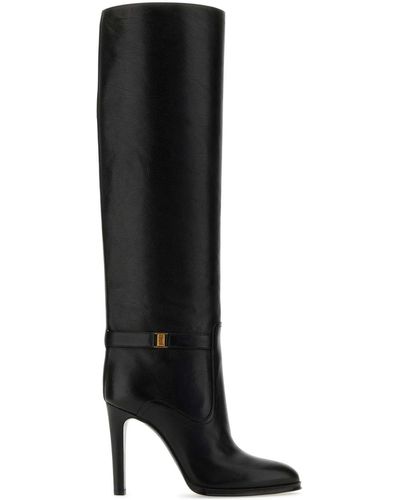 Saint Laurent Leather Diane Boots - Black