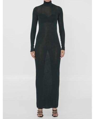 Saint Laurent Viscose Long Dress - Black
