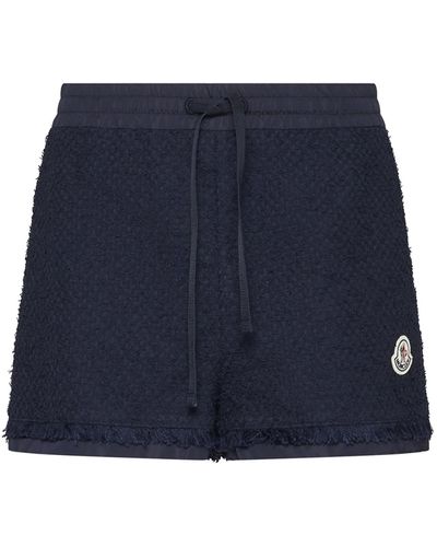 Moncler Cotton-blend Boucle' Shorts - Blue