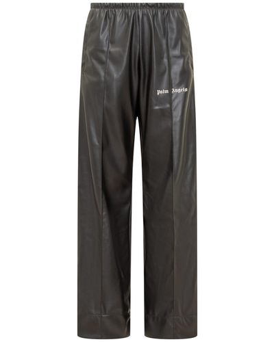 Palm Angels Pants With Logo - Gray