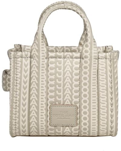 Marc Jacobs Micro Tote In Monogram Leather - White
