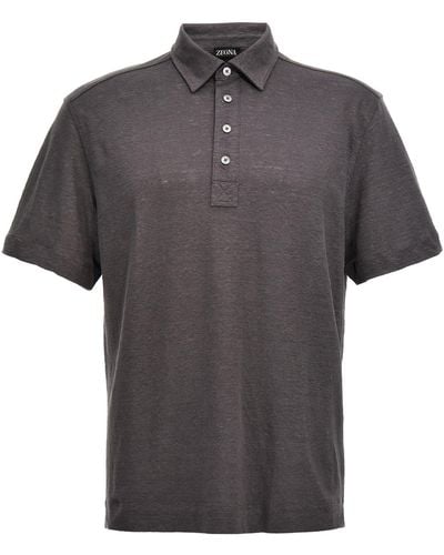Zegna Linen Polo Shirt - Gray