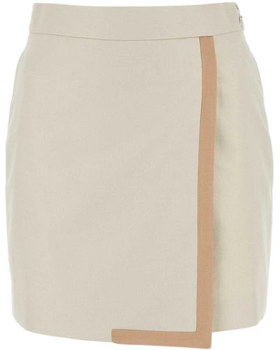 Fendi Ivory Canvas Mini Skirt - White