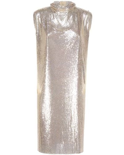 Sportmax Metallic Mesh Dress With Cut Out - White