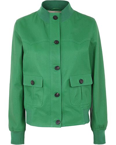 Giorgio Brato Lamb Leather Bomber - Green