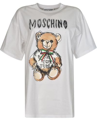 Moschino Logo Printed T-shirt - Gray