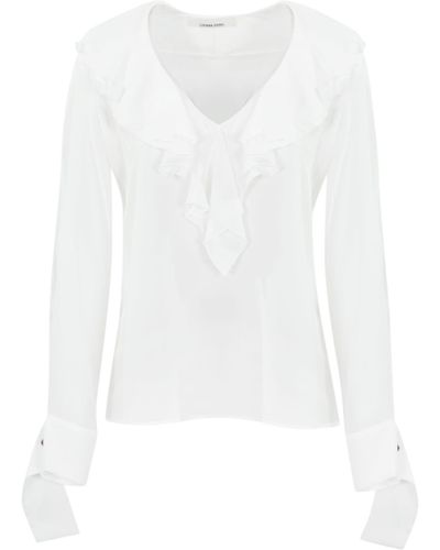 Liviana Conti Silk Shirt With Ruffles - White
