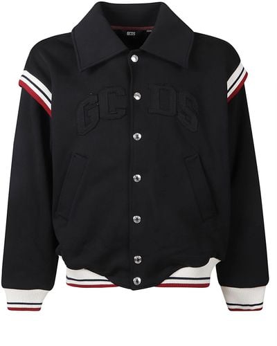 Gcds Collared Jersey Logo Bomber - Black