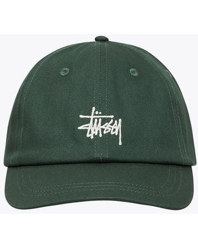 Stussy Basic Stock Low Pro Cap Green Cap With Logo Embroidery - Basic Stock Low Pro Cap