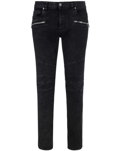 Balmain Ribbed Slim Jeans - Black