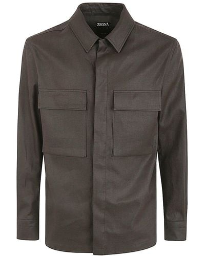 Zegna Oasis Linen Overshirt Clothing - Gray
