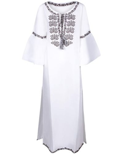 P.A.R.O.S.H. Embroidered Kaftan Dress And - White