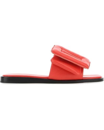 Boyy Leather Puffy Slippers - Red