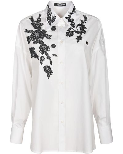 Dolce & Gabbana Floral Mesh Shirt - White