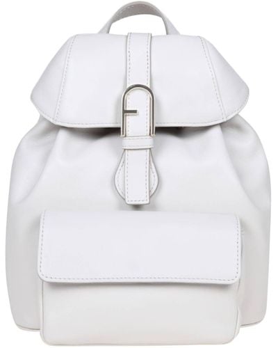 Furla Flow S Colour Leather Backpack - White