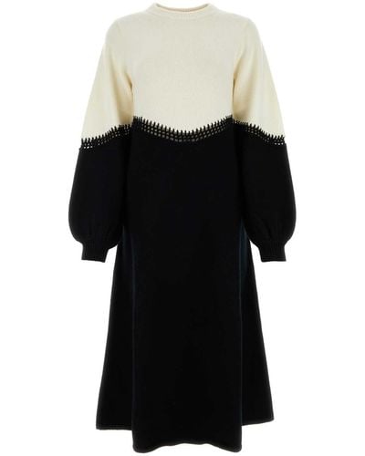 Chloé Two-Tone Wool Blend Jumper Dress - Black