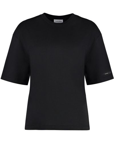 Calvin Klein Open Back Round Neck T-Shirt - Black