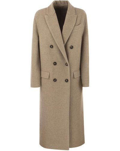 Brunello Cucinelli Double-breasted Coat In Cashmere Cloth - Natural