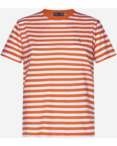 Polo Ralph Lauren Striped Cotton T-Shirt - Orange