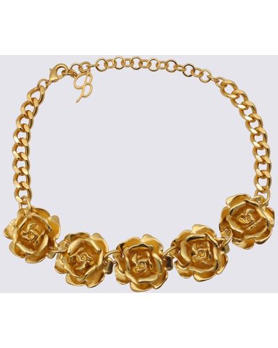Blumarine Gold Metal Rose Necklace - Metallic