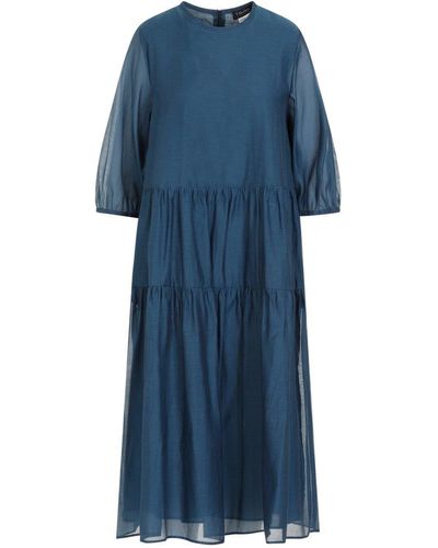 Max Mara Crewneck Long-Sleeved Dress - Blue