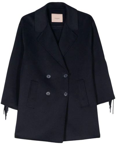 Twin Set Double Breasted Coat - Blue