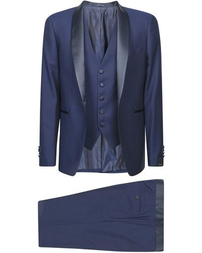 Tagliatore Single-Breasted Three-Piece Suit Set - Blue