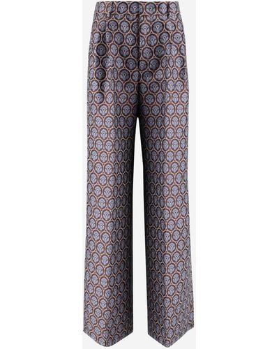 Etro Jacquard Trousers With Pleats - Grey