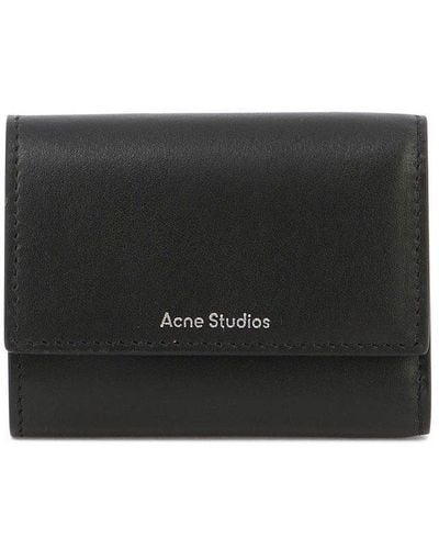 Acne Studios Logo Detailed Tri-fold Wallet - Black