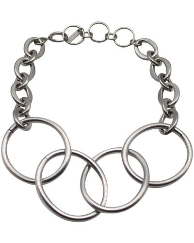 Junya Watanabe Four Ring Chain Link Necklace Accessories - White
