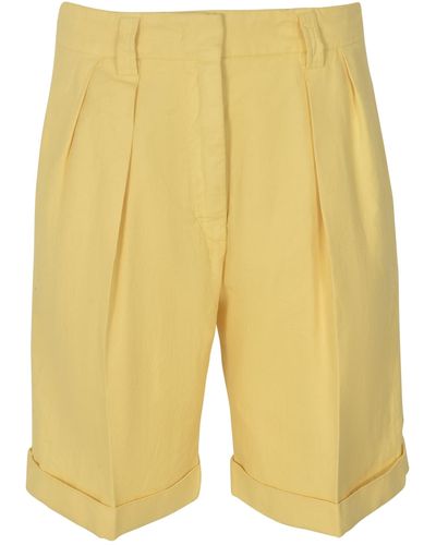 Aspesi Pleat Effect Plain Trouser Shorts - Yellow