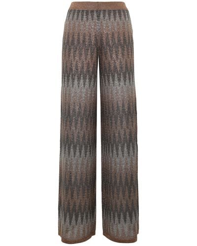 D.exterior Patterned Viscose Trousers - Brown