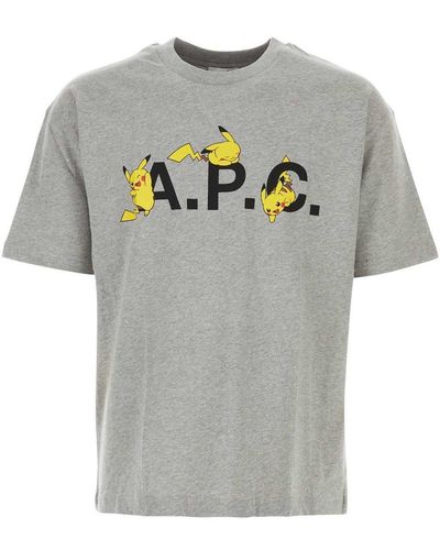 A.P.C. X Pokemon Logo Printed Crewneck T-shirt - Gray