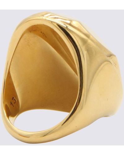 Alexander McQueen Antique Gold Metal The Faceted Stone Ring - Metallic