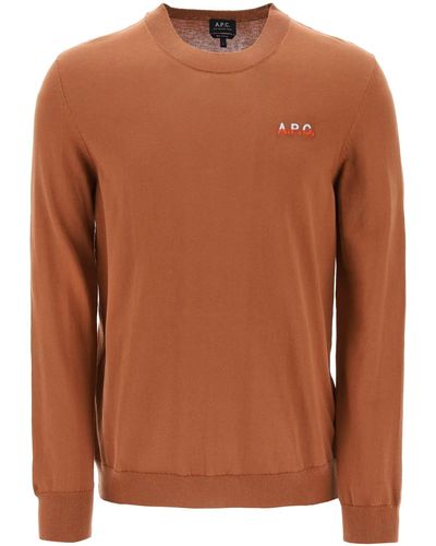 A.P.C. Crew Neck Cotton Sweater - Brown