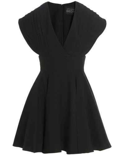Giovanni bedin Plisse Detail Mini Dress - Black